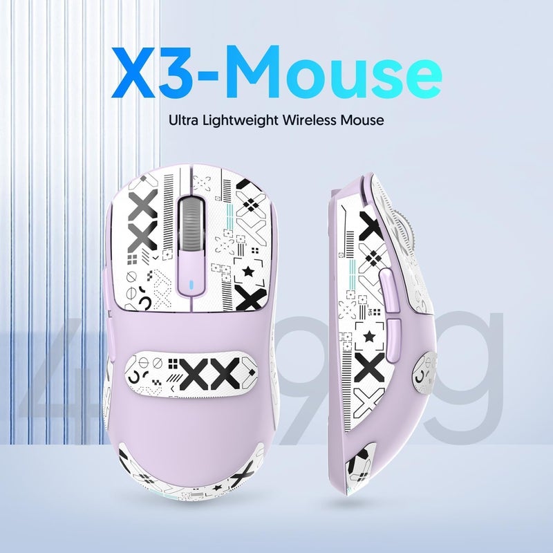 MANBASNAKE ATTACK SHARK X3 Wireless Gaming Mouse, 49g Bluetooth/2.4G/USB-C Ergonomic Computer Mouse, PAW3395 26K DPI Sensor, 200h Battery Life, Programmable Buttons, Gaming Accessories for PC/Laptop/Mac - Image 2